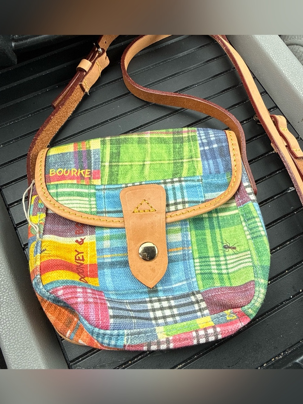 Dooney & Bourke Multicolor Plaid Leather-Trim Crossbody new vintage small